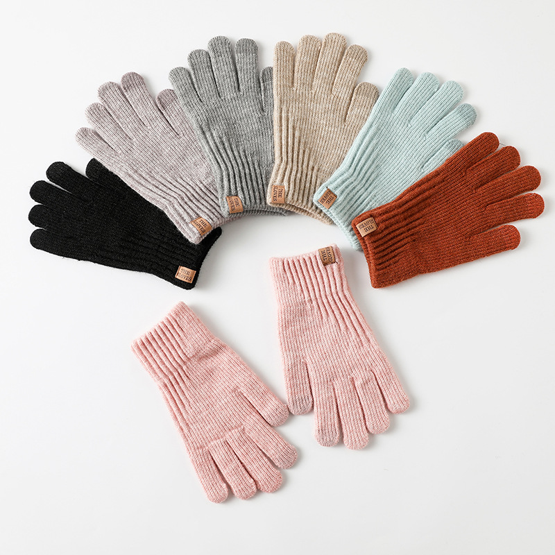 Wool Glove Lined - Dames winterhandschoenen, dikke fleecevoering, gebreid, alpacawol,
