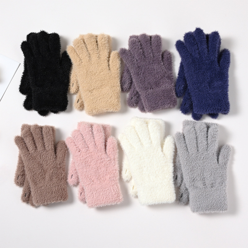 Wool Glove Lined - Dames winter thermische wollen gebreide handschoenen