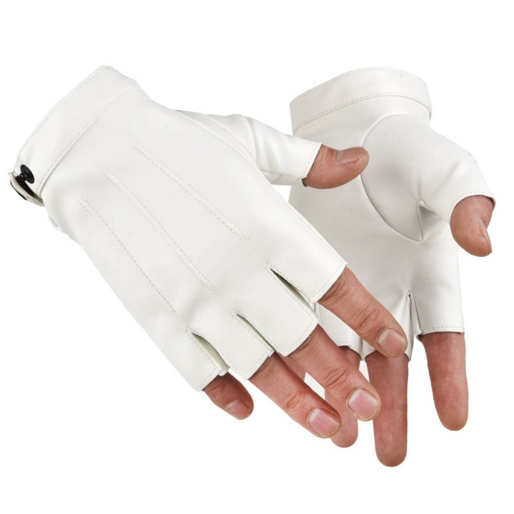 Leather Driving Glove - Mode Punk PU-rijhandschoenen Knopontwerp Antislip Vingerloze